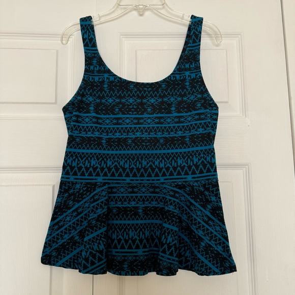Express Blue and Black Peplum Tank Size S - Picture 1 of 3